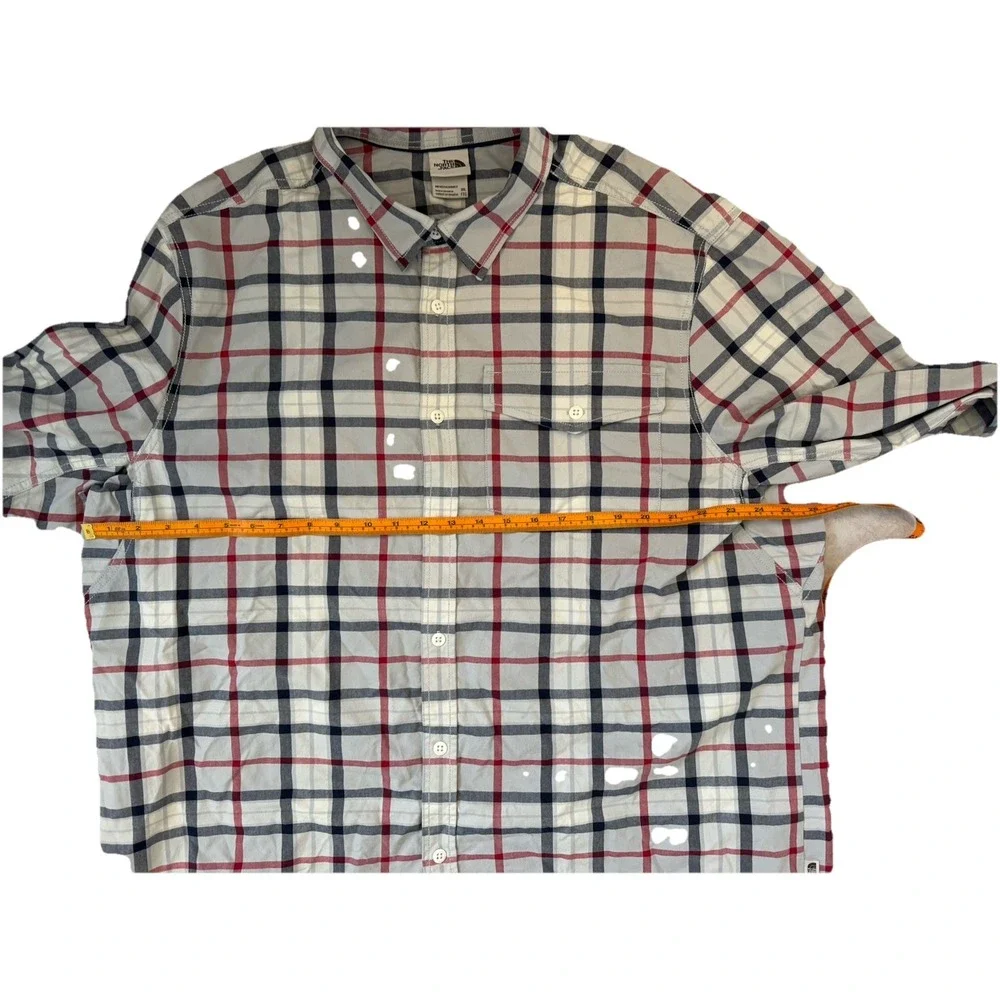 The‎ North Face Men's XXL 2XL Red Black Plaid 100% Cotton Button Front Shirt